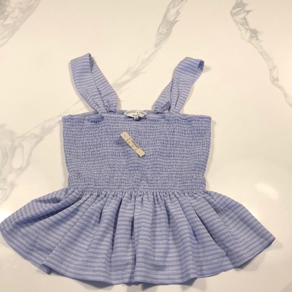 texture & thread smocked peplum tank top in stripe